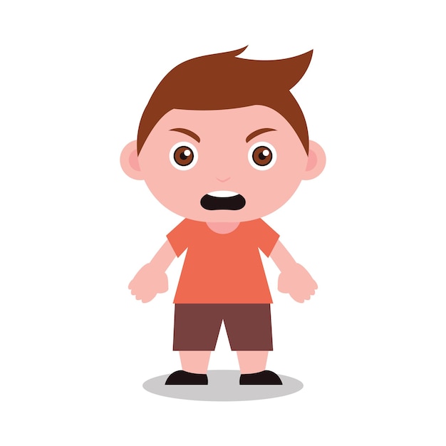 Personaje de dibujos animados de un niño enojado | Vector Premium