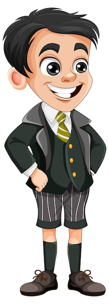 Personaje de dibujos animados de niño estudiante inteligente