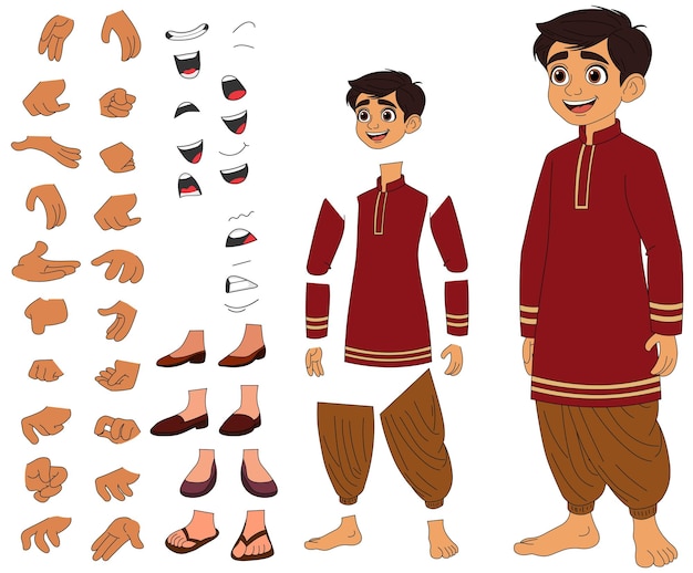 personaje de dibujos animados de un niño indio