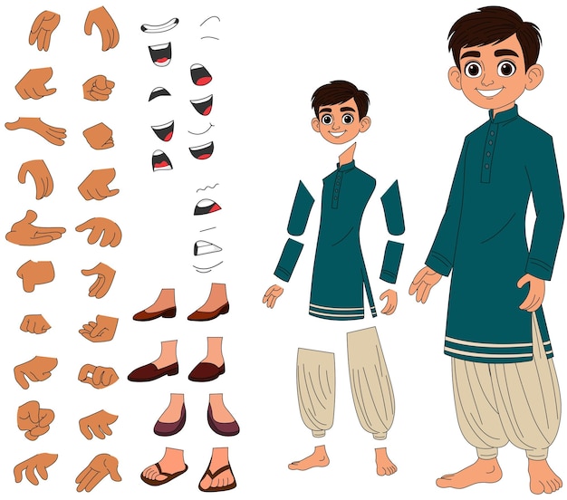 personaje de dibujos animados de un niño indio