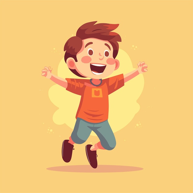 personaje de dibujos animados de niño niño colorido en el fondo