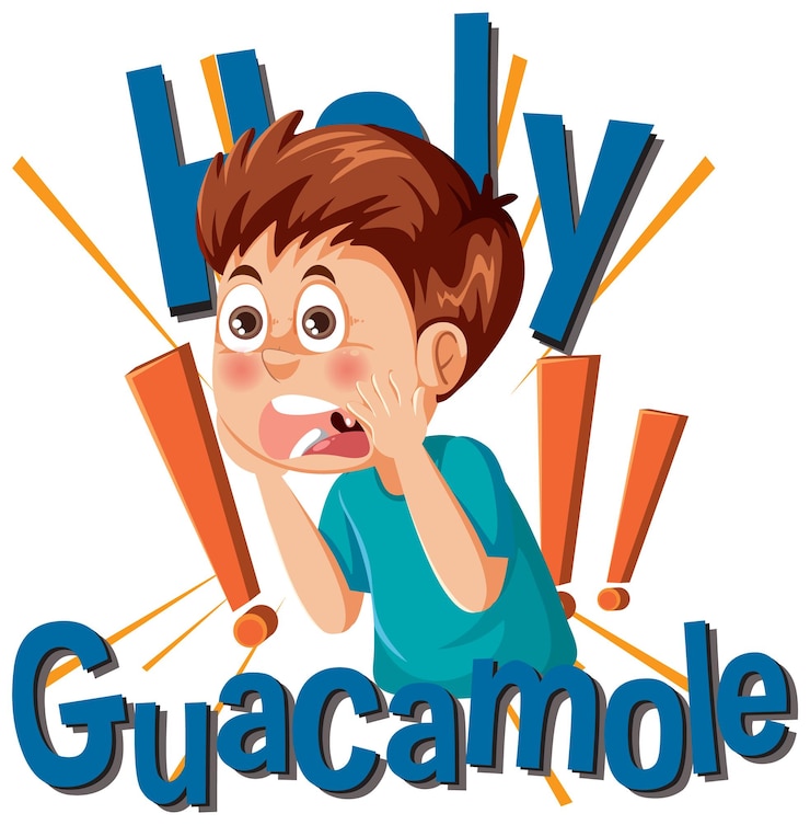 Vector personaje de dibujos animados de niño sorprendido con expresión de palabra
