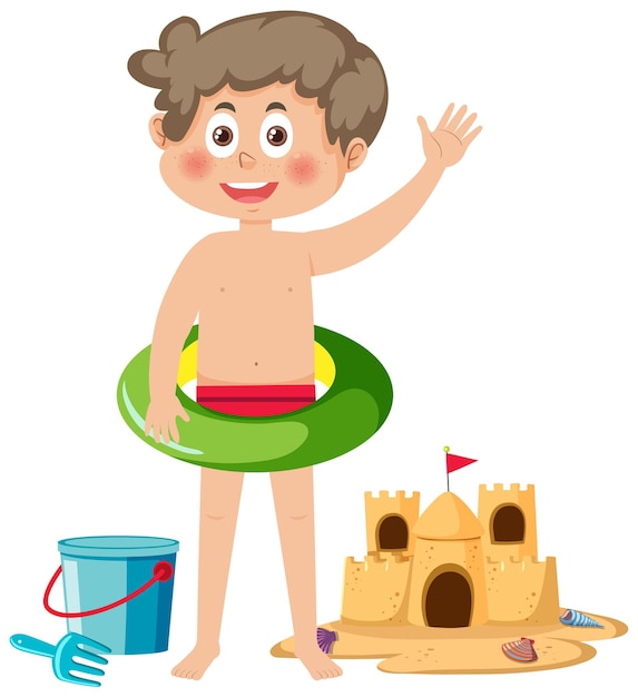 Personaje de dibujos animados de niño de verano