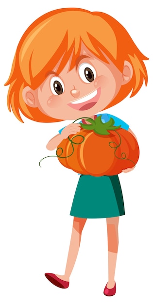 Vector personaje de dibujos animados de niños con frutas o verduras aisladas sobre fondo blanco