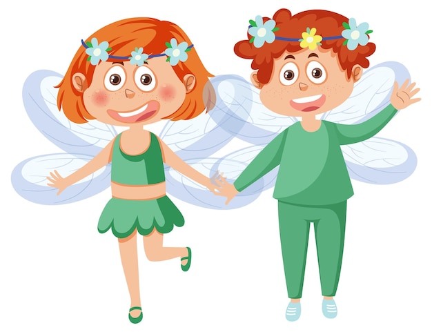 Personaje de dibujos animados de niños de hadas par