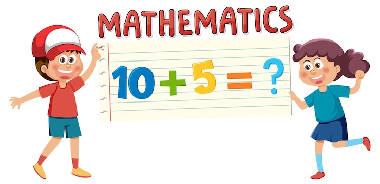 Vector personaje de dibujos animados para niños con tema de matemáticas y números.
