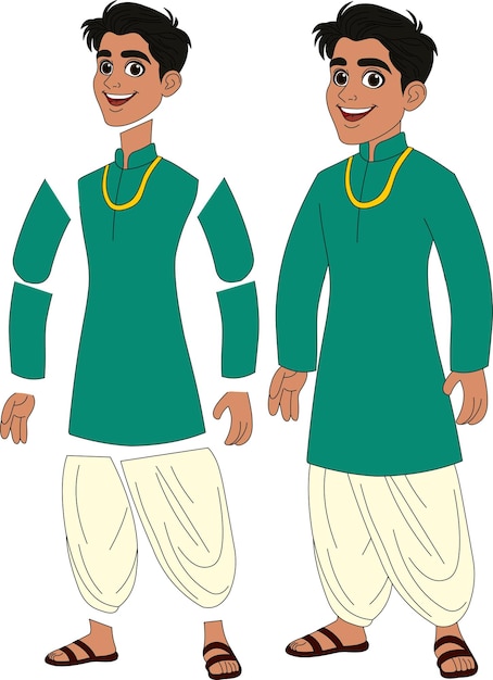 un personaje de dibujos animados del novio indio