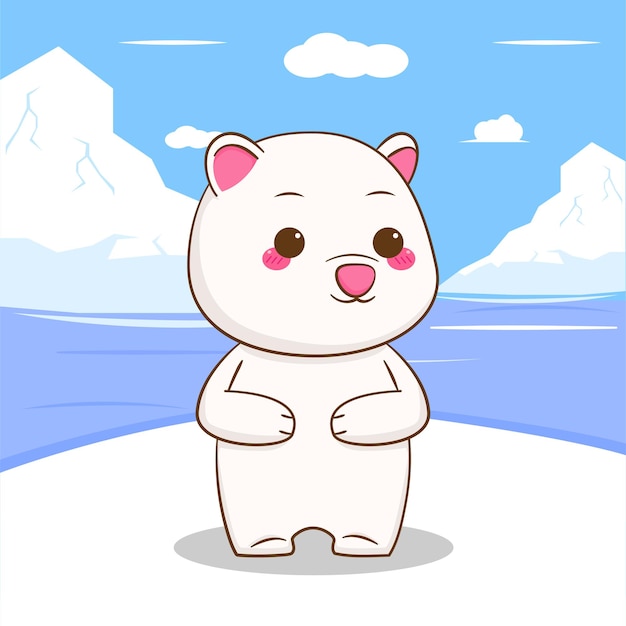 Personaje de dibujos animados de oso polar