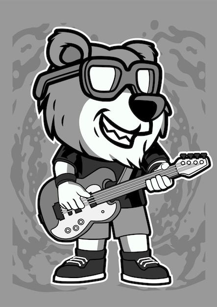 Personaje de dibujos animados de oso punk rock