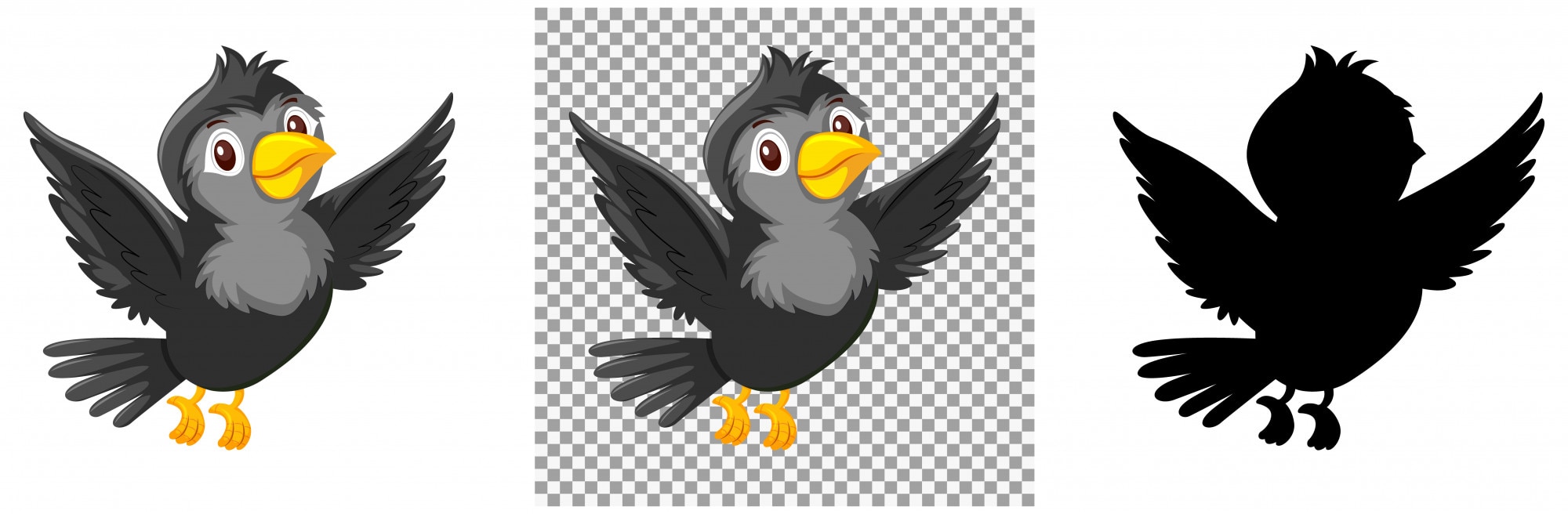 Personaje de dibujos animados de pájaro negro | Vector Premium Personaje de dibujos animados de pájaro negro | Vector Premium
