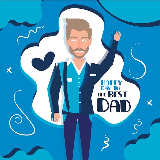 Vector personaje de dibujos animados de papá feliz aislado plantilla del día del padre ilustración vectorial