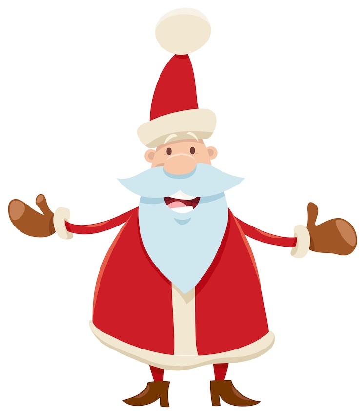 Vector personaje de dibujos animados de papá noel en la época de navidad