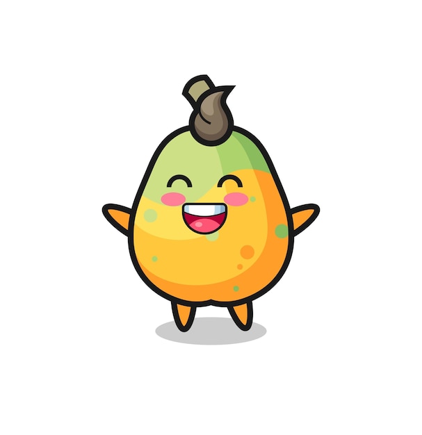 Personaje de dibujos animados de papaya feliz bebé, diseño de estilo lindo para camiseta, pegatina, elemento de logotipo
