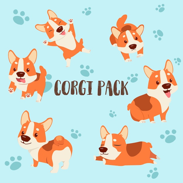 Personaje de dibujos animados paquete corgi