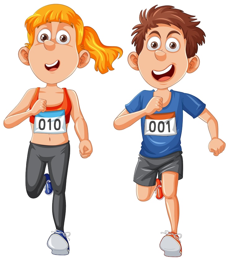 Vector personaje de dibujos animados de pareja de corredor enérgico
