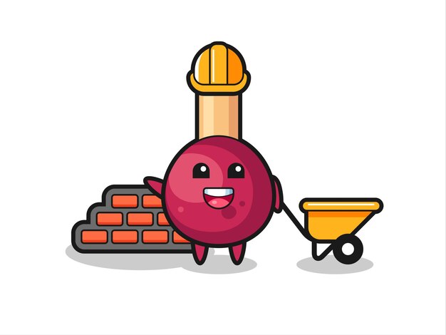 Personaje de dibujos animados de partidos como constructor, diseño de estilo lindo para camiseta, pegatina, elemento de logotipo
