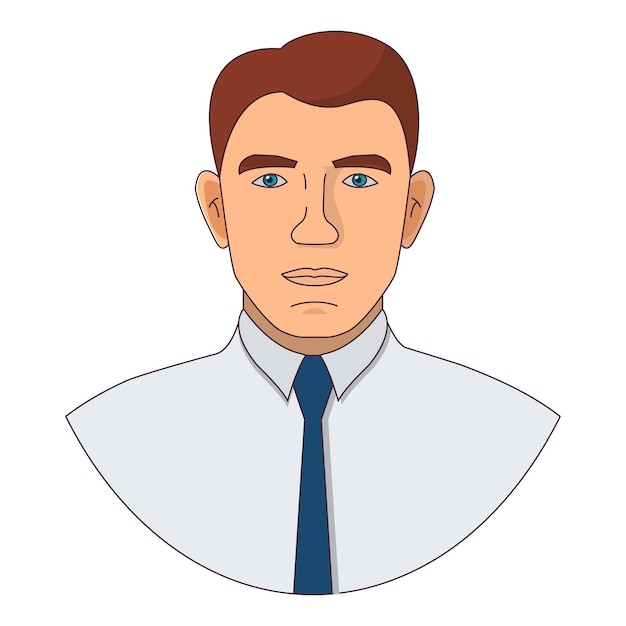 Vector personaje de dibujos animados personal de oficina masculino un hombre en una camisa con corbata azul