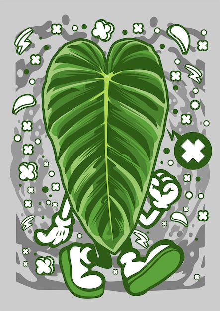 Personaje de dibujos animados de philodendron esmeraldense