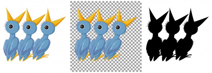 Vector personaje de dibujos animados de pollitos de aves