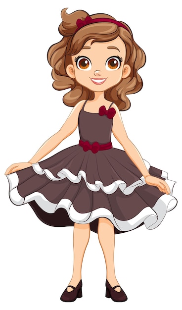 Personaje de dibujos animados de la princesa de la fiesta en vestido