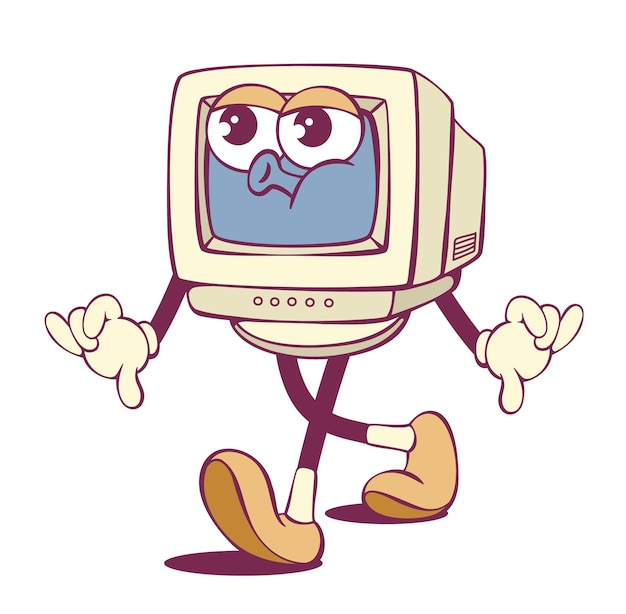 Un personaje de dibujos animados retro de computadora
