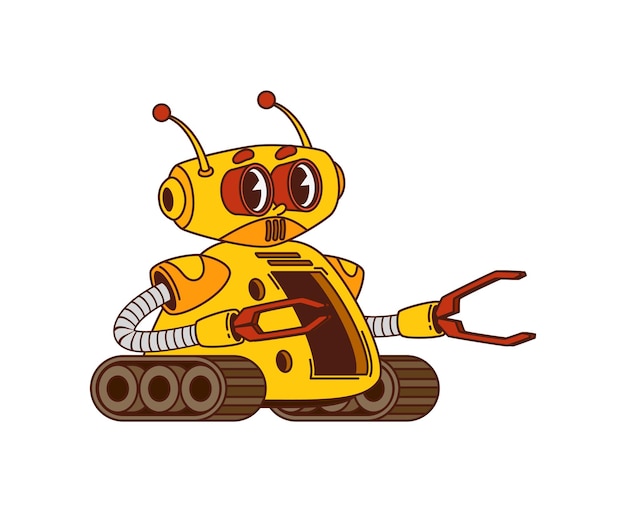 El personaje de dibujos animados, el robot y el droide.