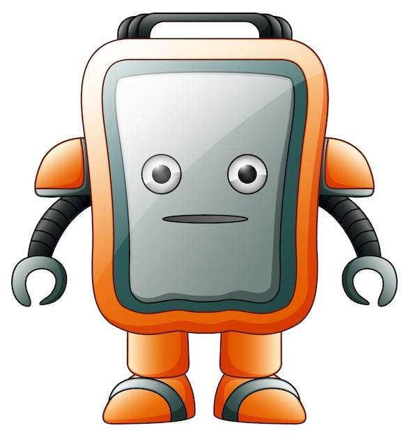 Personaje de dibujos animados Robot lindo aislado sobre fondo blanco