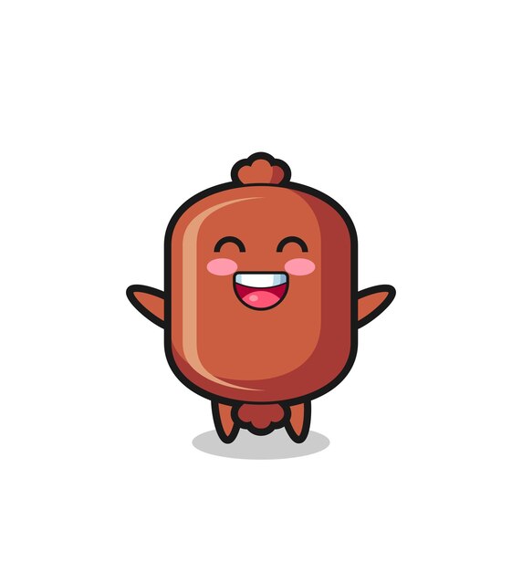 Personaje de dibujos animados de salchicha de bebé feliz