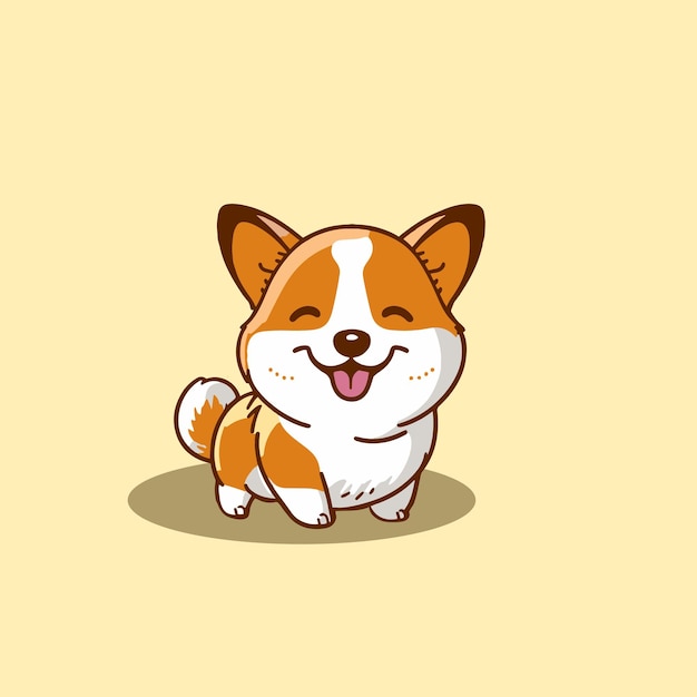 Vector el personaje de dibujos animados de shiba inu es un perro shiba inu feliz y atractivo en estilo de ilustración vectorial.