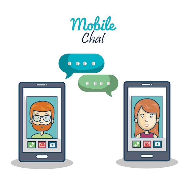 personaje de dibujos animados smartphone chat móvil