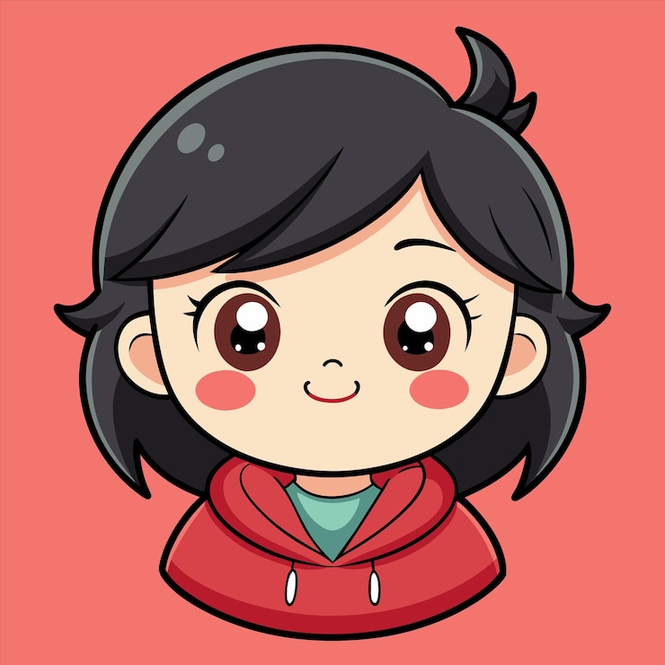 Vector un personaje de dibujos animados con una sudadera roja