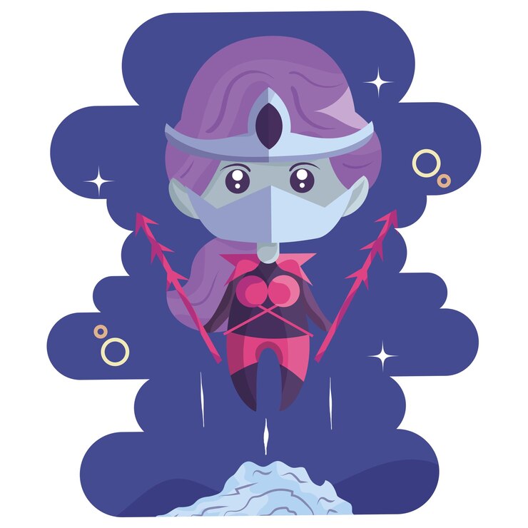 Vector personaje de dibujos animados de superhéroe femenino lindo aislado ilustración vectorial