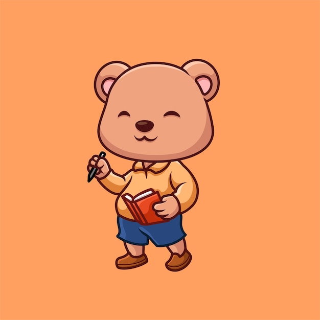 Vector el personaje de dibujos animados teacher bear