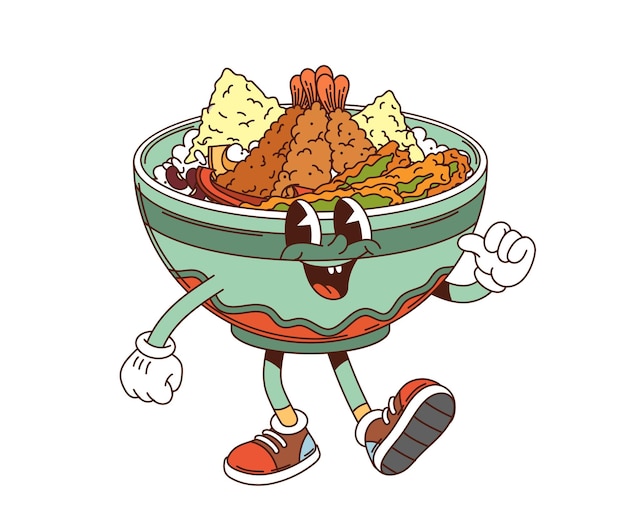 El personaje de dibujos animados del tendón de Donburi