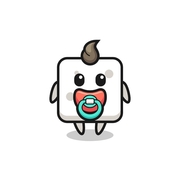 Personaje de dibujos animados de terrón de azúcar de bebé con chupete, diseño de estilo lindo para camiseta, pegatina, elemento de logotipo