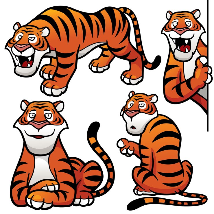Vector personaje de dibujos animados tigre