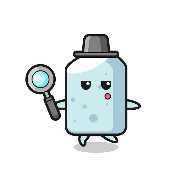Personaje de dibujos animados de tiza buscando con una lupa
