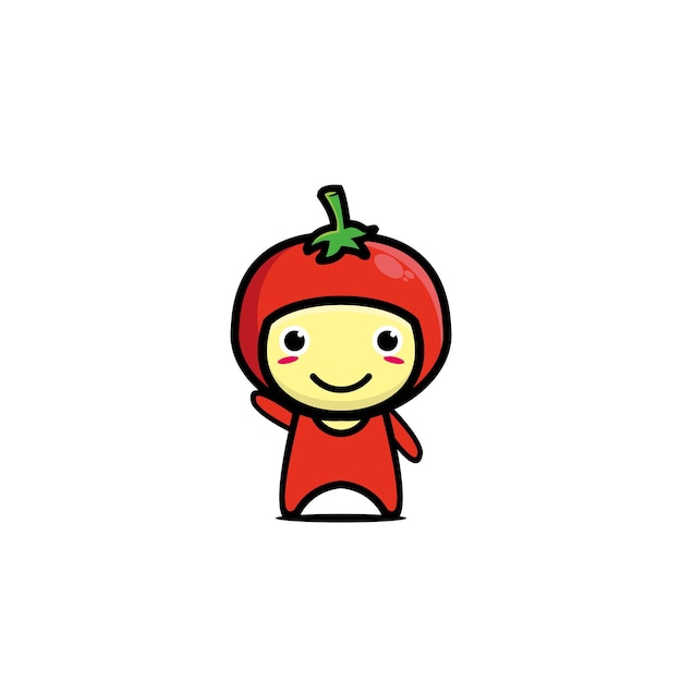 Personaje de dibujos animados de tomate lindo Diseño de ilustración de personaje de dibujos animados estilo plano simple