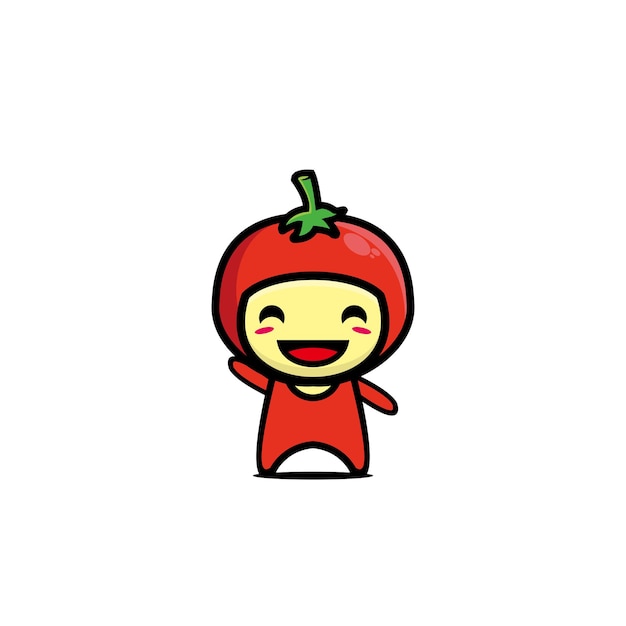 Personaje de dibujos animados de tomate lindo Diseño de ilustración de personaje de dibujos animados estilo plano simple