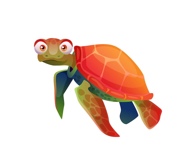 Personaje de dibujos animados de tortuga tortuga marina aislado