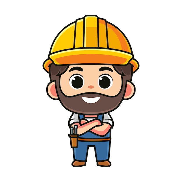 personaje de dibujos animados de trabajadores de la construcción