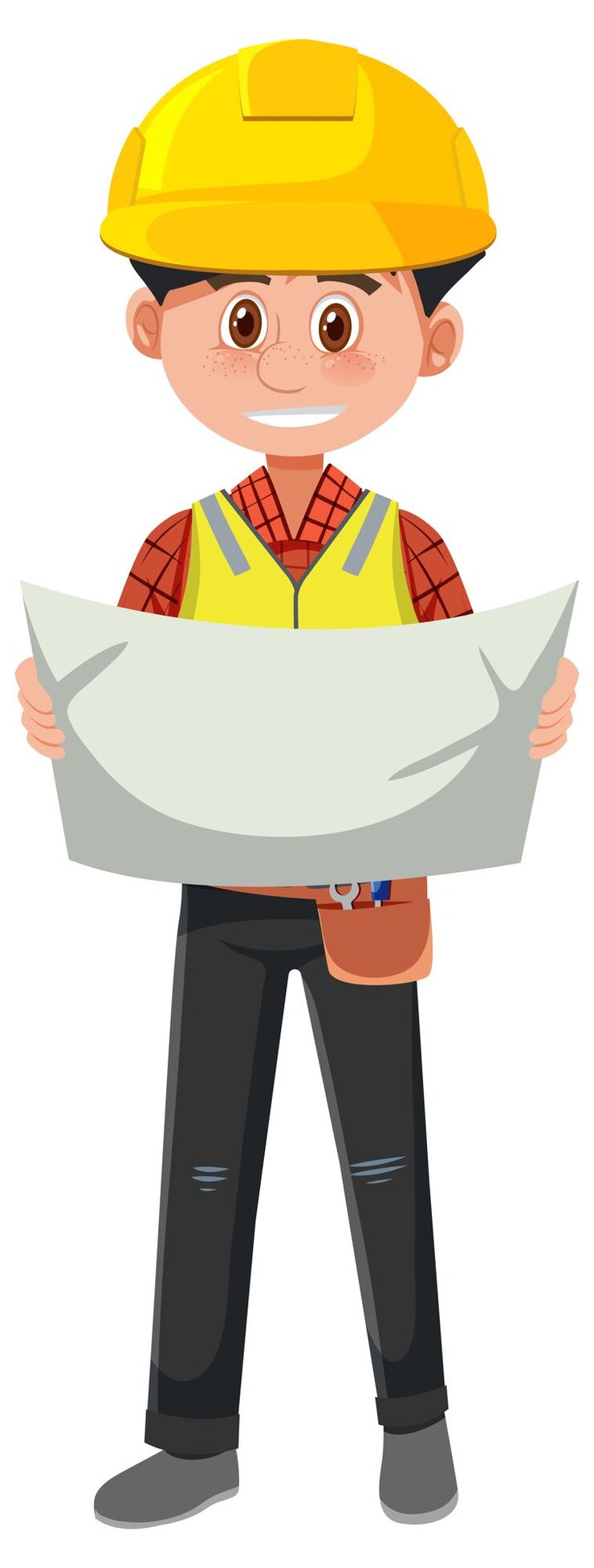 Vector un personaje de dibujos animados de trabajo de contratista sobre fondo blanco