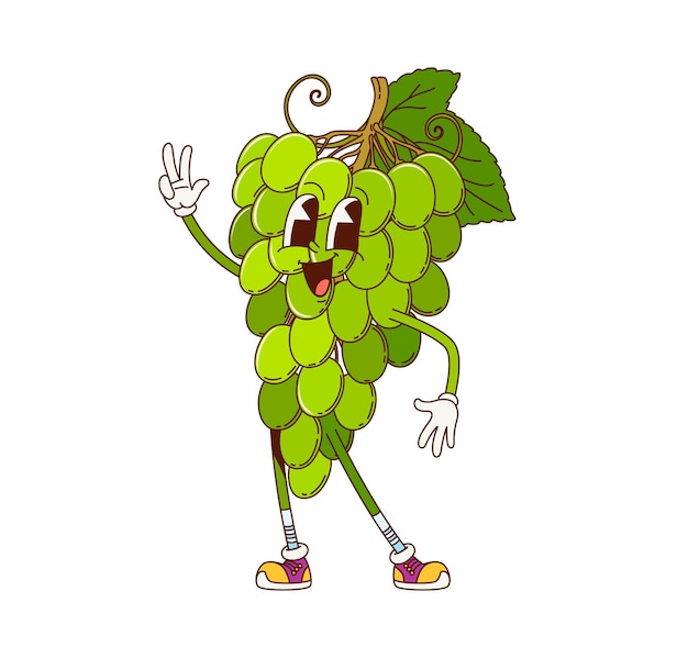 El personaje de dibujos animados de uva y bayas retro