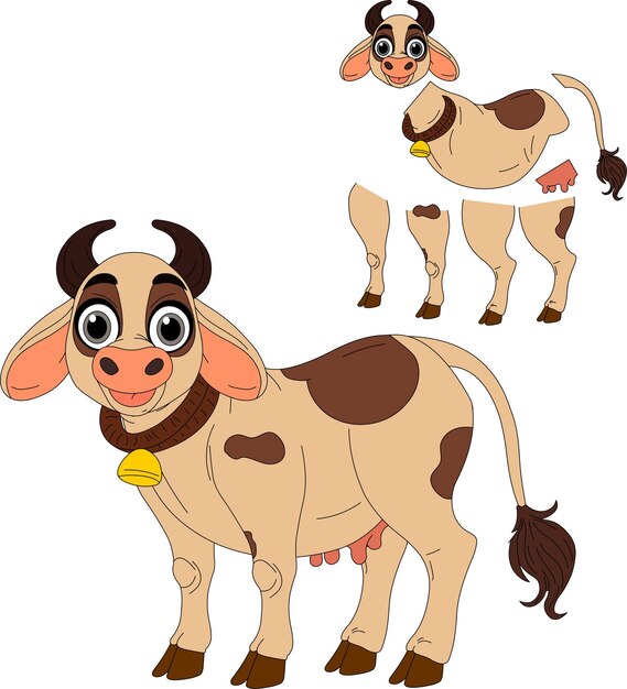 personaje de dibujos animados de una vaca india