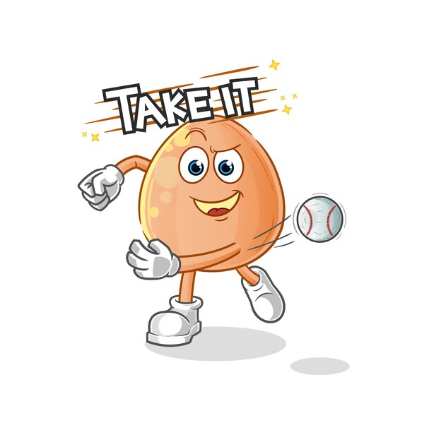 Personaje de dibujos animados de vector de béisbol de lanzamiento de huevo