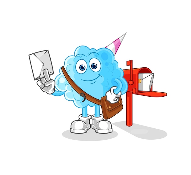 Personaje de dibujos animados de vector de cartero de algodón de azúcar