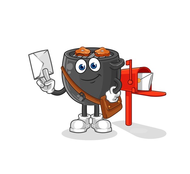 Personaje de dibujos animados de vector de cartero de barbacoa