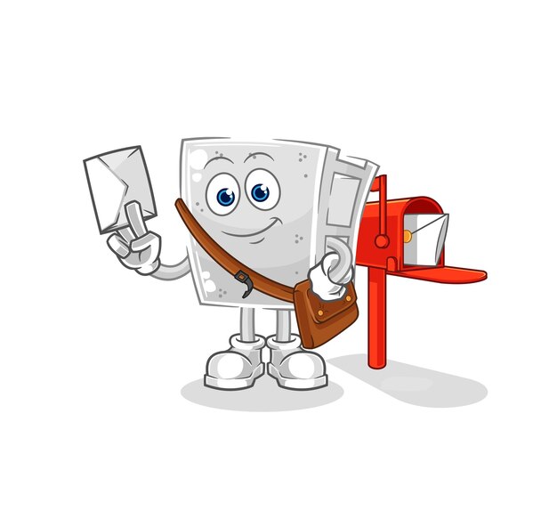 Personaje de dibujos animados de vector de cartero de ladrillo de hormigón