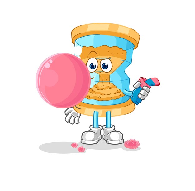 Personaje de dibujos animados de vector de chicle de reloj de arena