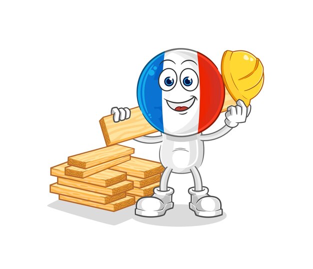 Personaje de dibujos animados de vector de constructor de Francia